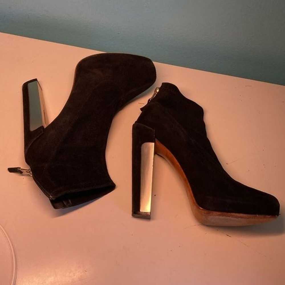 Brian Atwood Black Suede Heeled Ankle Boots Size … - image 12