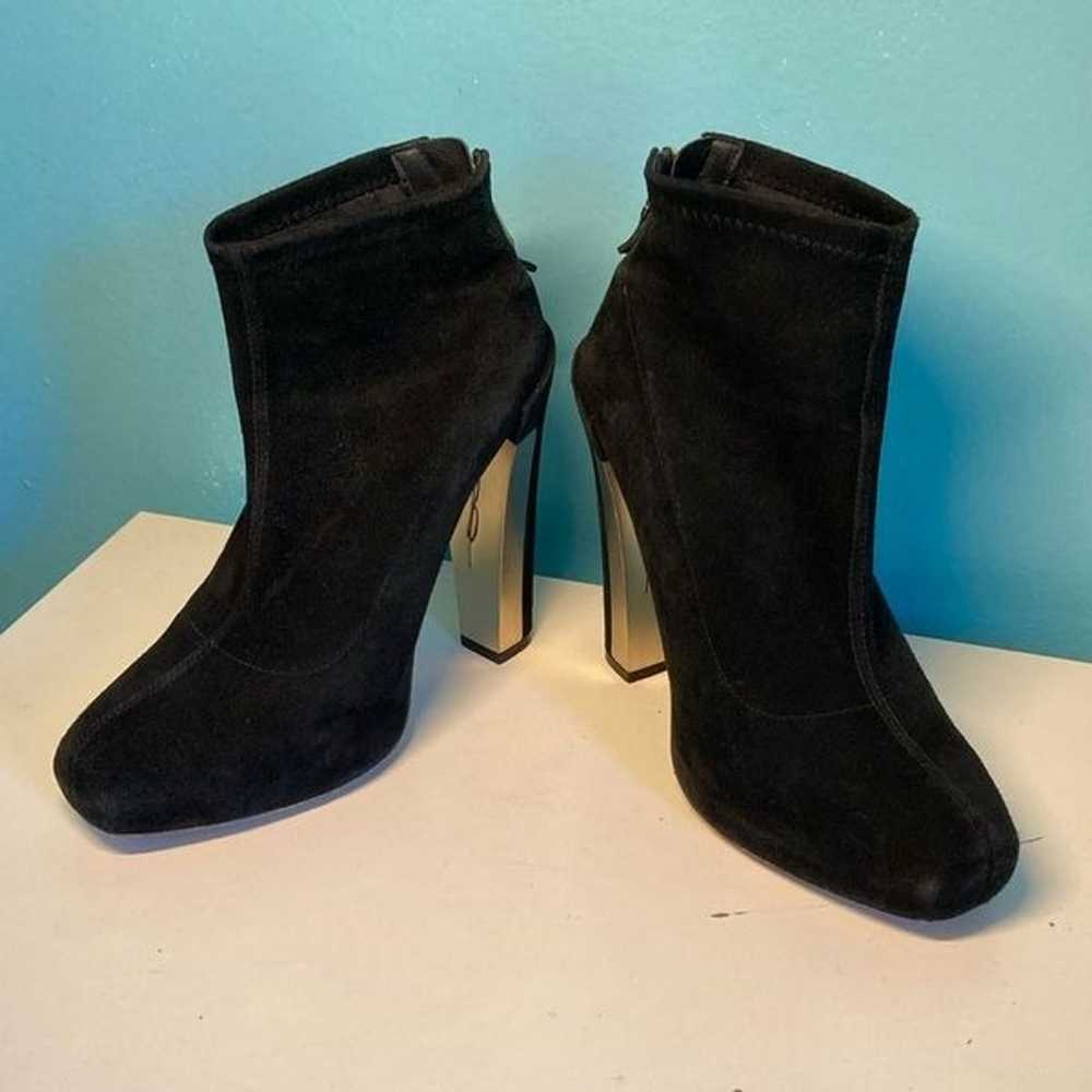 Brian Atwood Black Suede Heeled Ankle Boots Size … - image 1