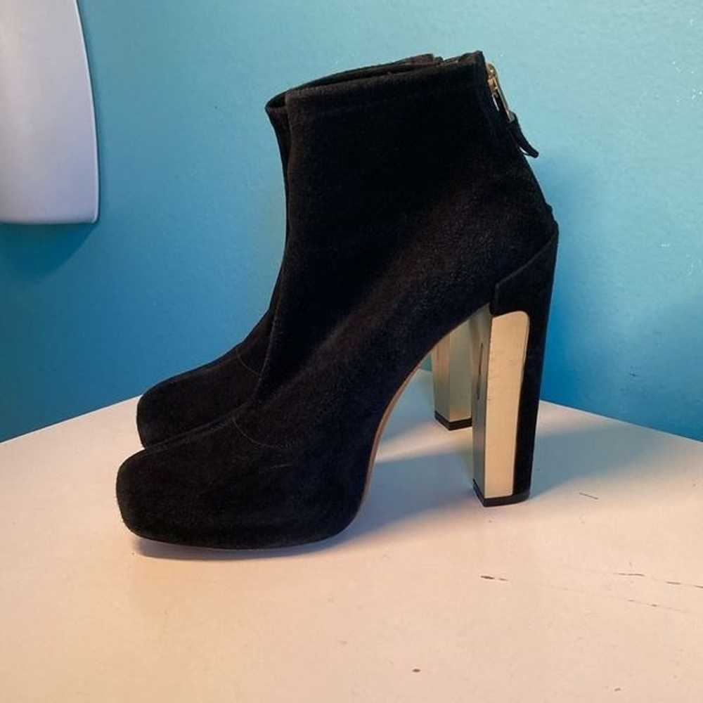 Brian Atwood Black Suede Heeled Ankle Boots Size … - image 2