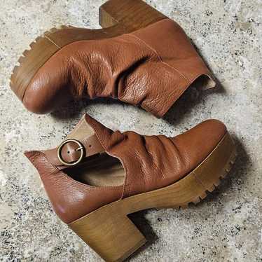 Free People Suri Clog Boots Tan Leather Sz 37