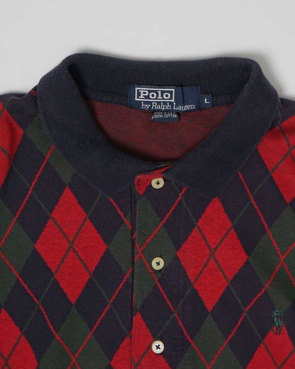 Knit Polo L/S / Navy Argyle - image 6