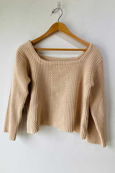 Demylee Cream Cropped Cotton Sweater