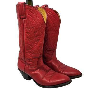 Nocona 7.5 Red Leather Cowgirl Rodeo Western Boot… - image 1