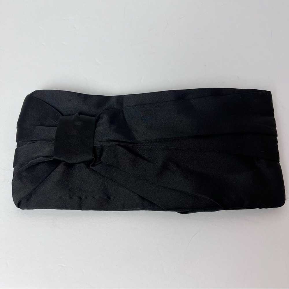 Vintage Black Satin Fabric Pleated Evening Clutch… - image 10