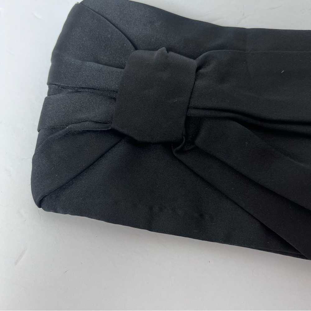 Vintage Black Satin Fabric Pleated Evening Clutch… - image 9