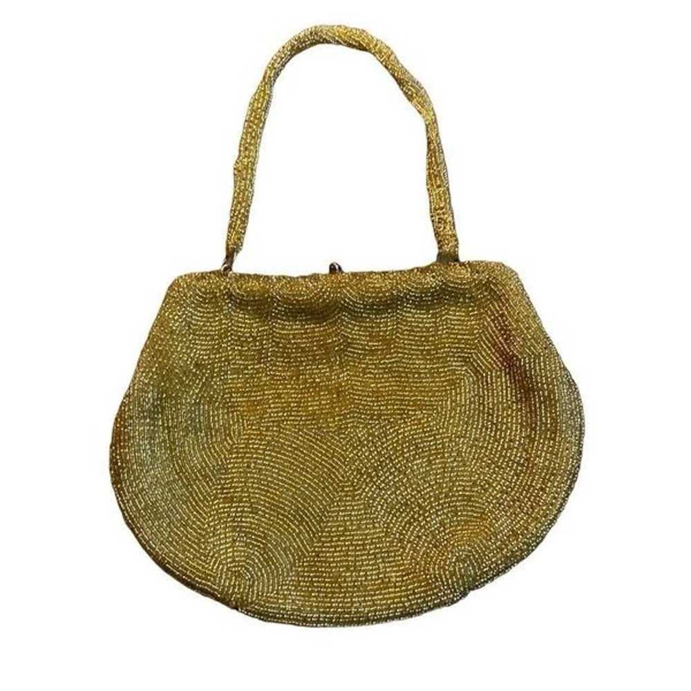 Vintage Gold Beaded Sequin Evening Bag Handbag Cl… - image 2