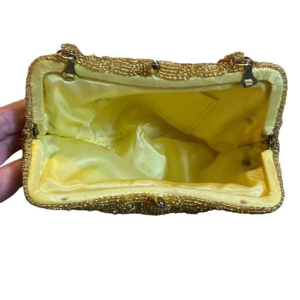 Vintage Gold Beaded Sequin Evening Bag Handbag Cl… - image 5