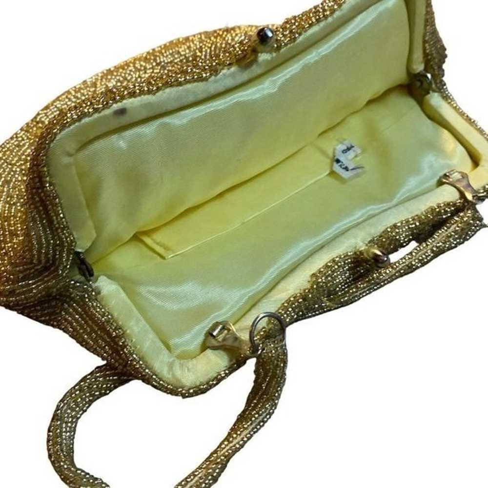 Vintage Gold Beaded Sequin Evening Bag Handbag Cl… - image 6