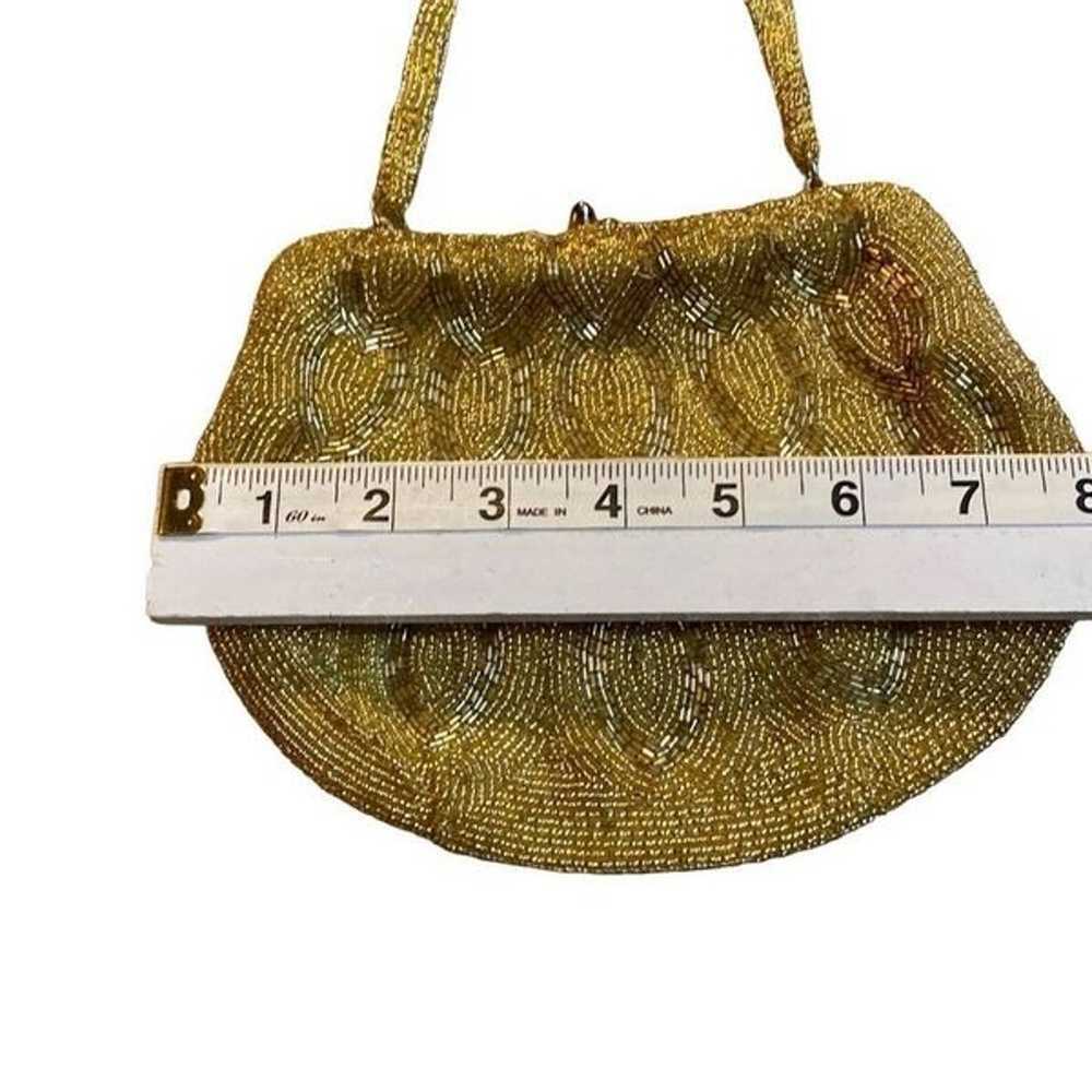 Vintage Gold Beaded Sequin Evening Bag Handbag Cl… - image 7
