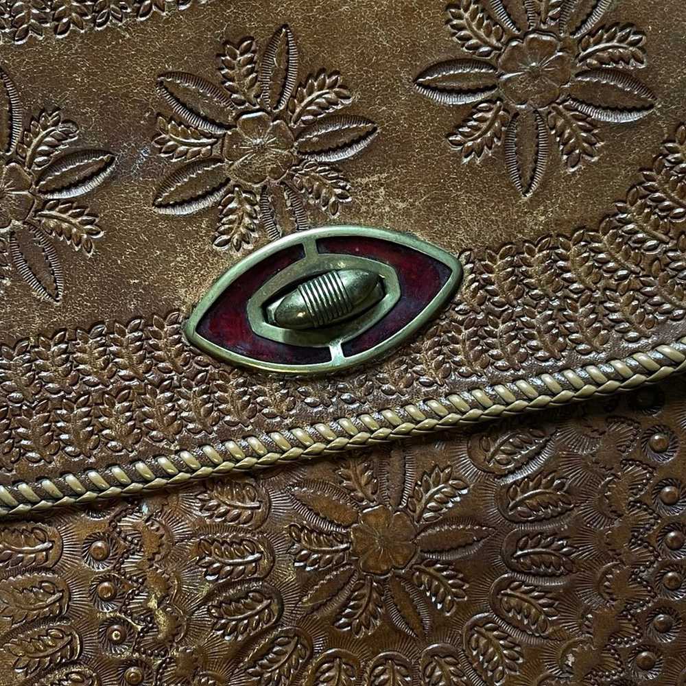 EUC Vintage tooled leather boho mandala floral pu… - image 2