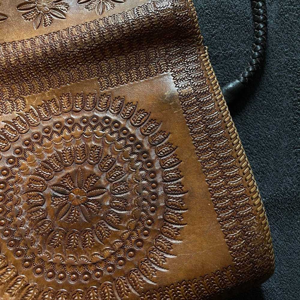 EUC Vintage tooled leather boho mandala floral pu… - image 6