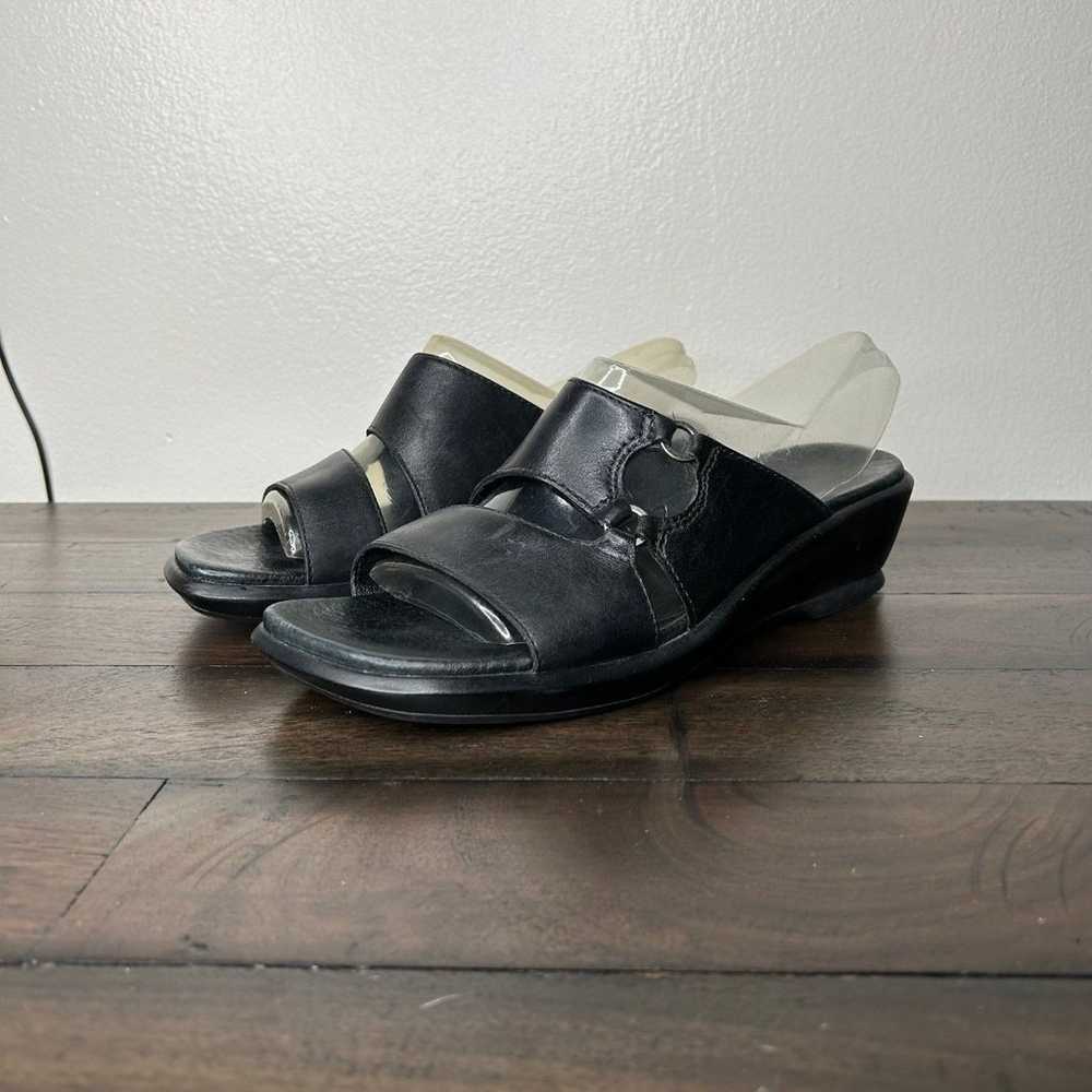 Vintage 90s 1990s 2000s y2k square toe sandals bl… - image 9