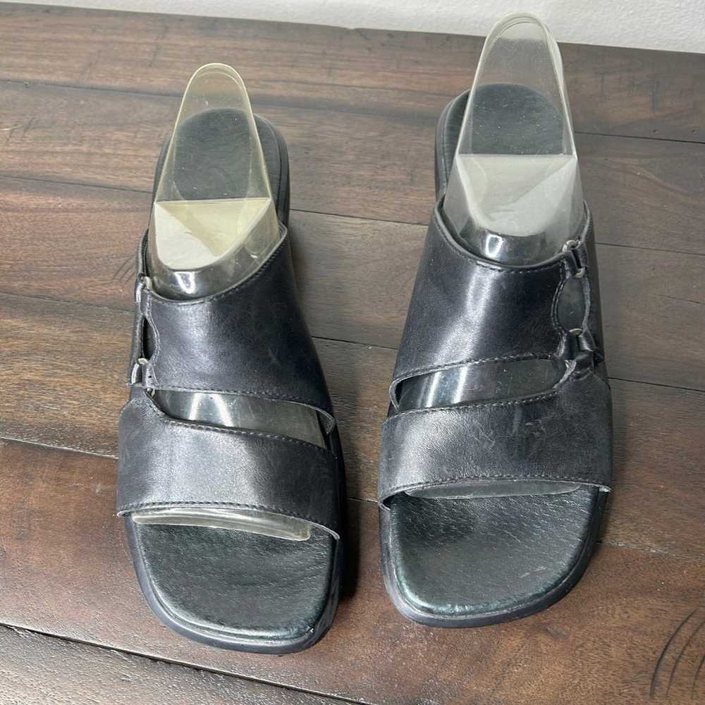 Vintage 90s 1990s 2000s y2k square toe sandals bl… - image 3