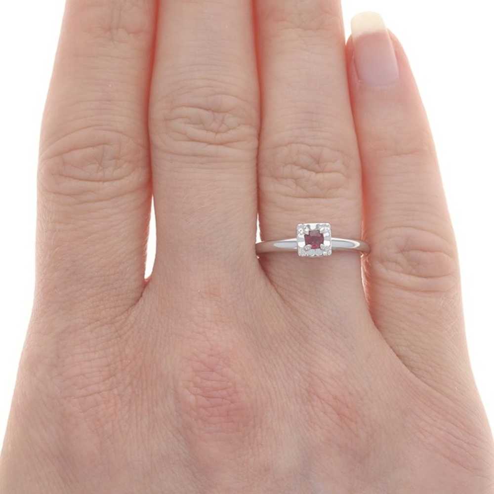 White Gold Ruby Vintage Solitaire Engagement Ring… - image 2