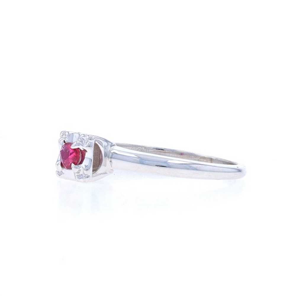 White Gold Ruby Vintage Solitaire Engagement Ring… - image 3