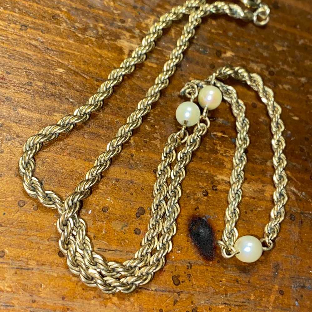 Vintage Gold Filled and Pearl Necklace - image 1