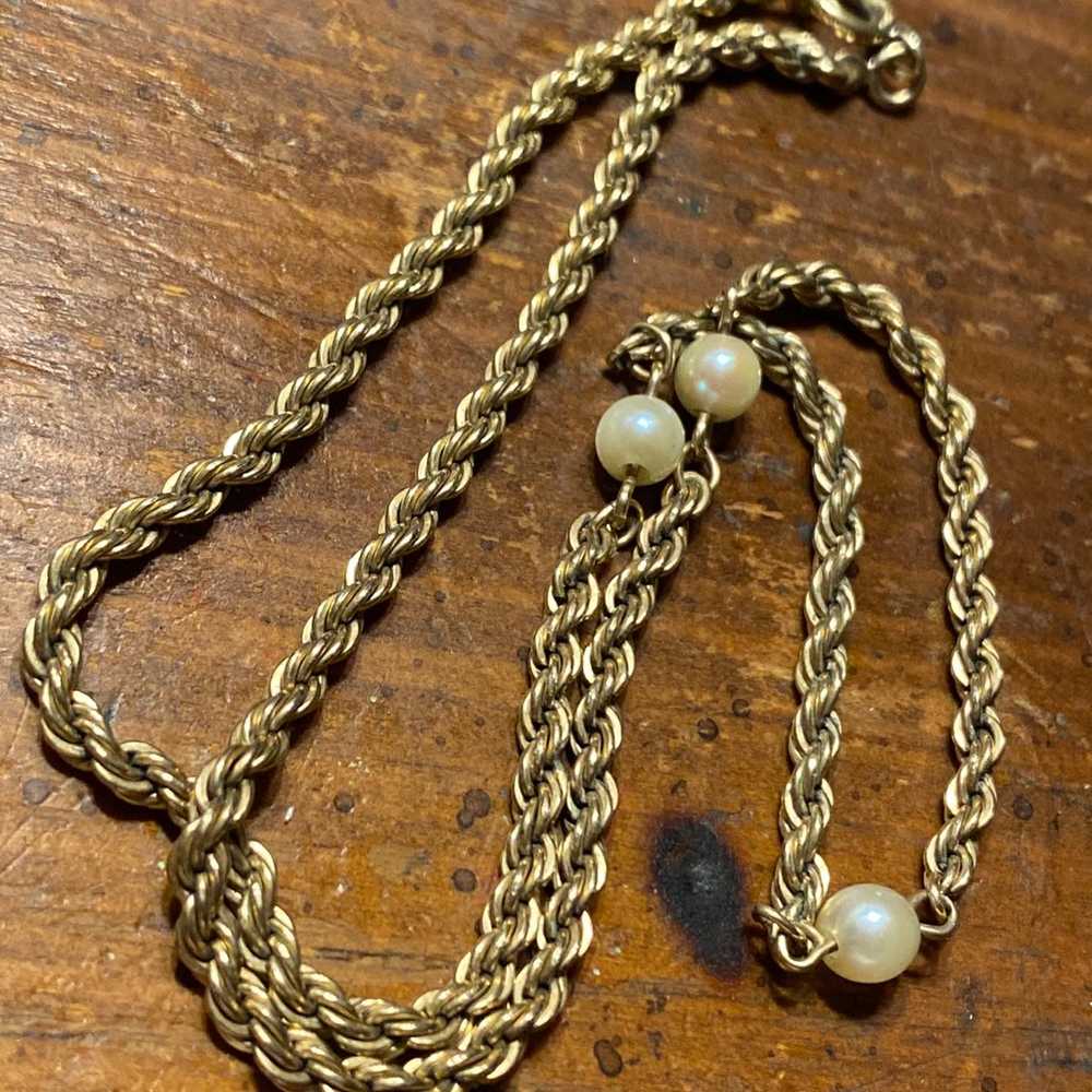 Vintage Gold Filled and Pearl Necklace - image 2