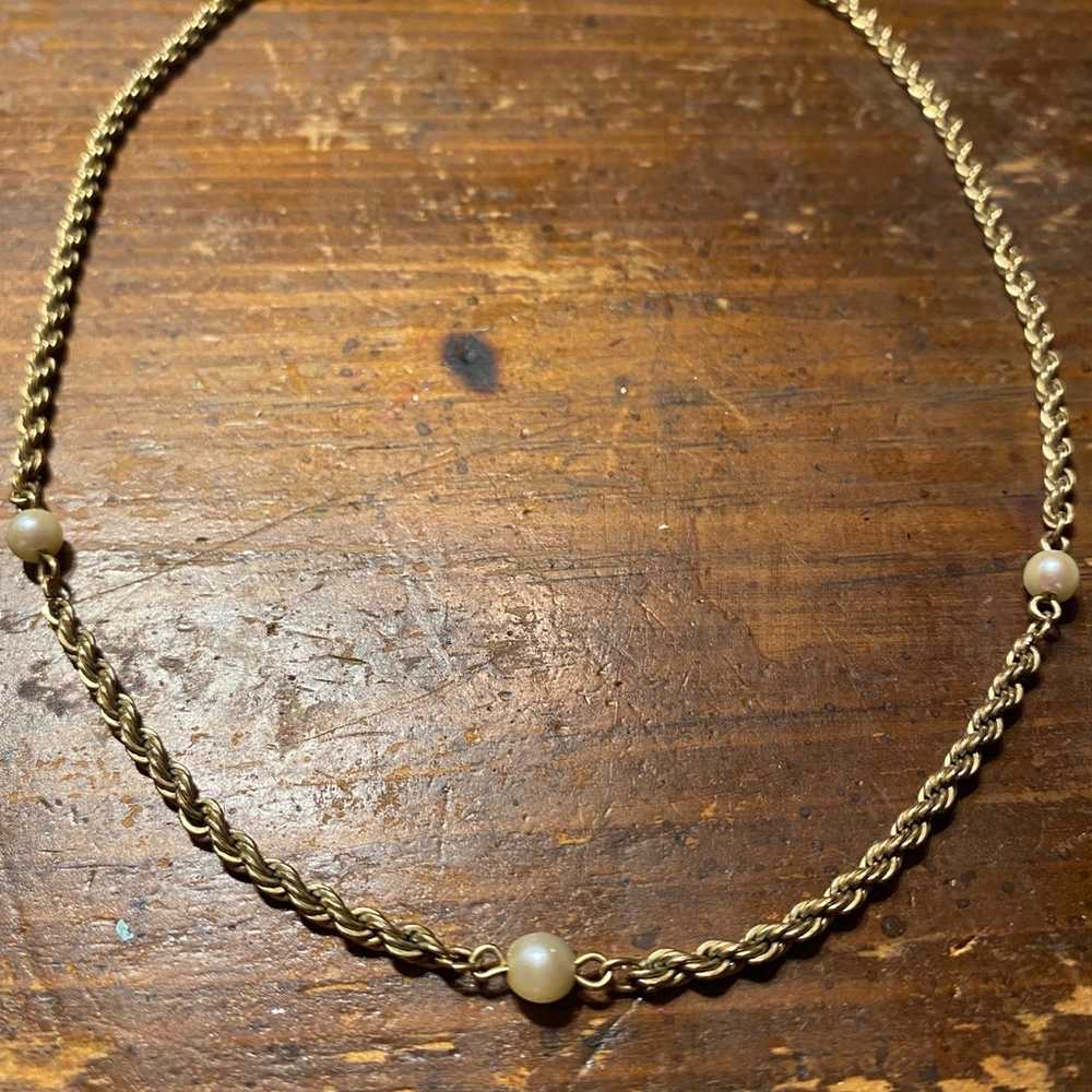 Vintage Gold Filled and Pearl Necklace - image 9