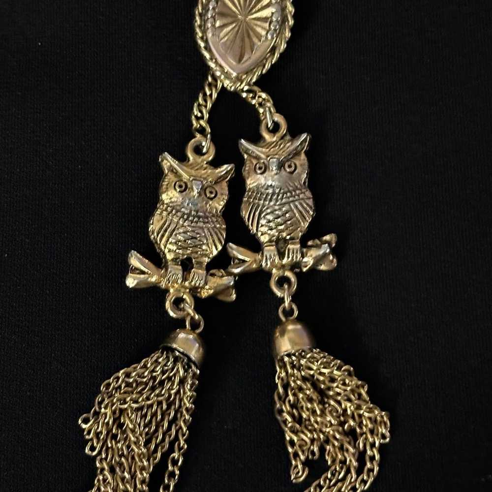 Vintage Twin owl Necklace - image 1