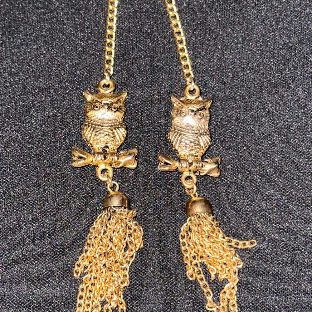 Vintage Twin owl Necklace - image 6