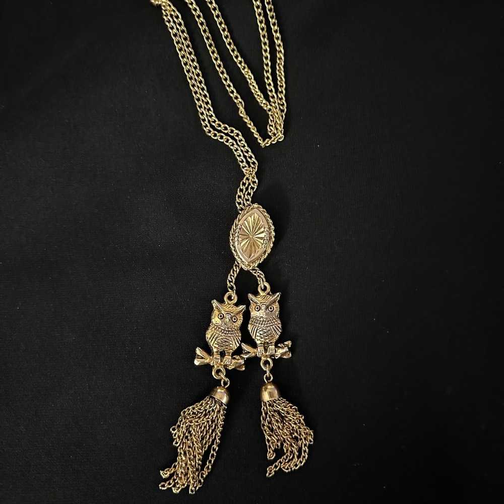 Vintage Twin owl Necklace - image 7