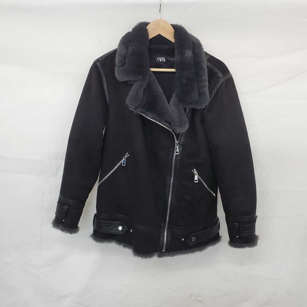 Zara Black Faux Fur Lined Full Zip Jacket WM Size… - image 1