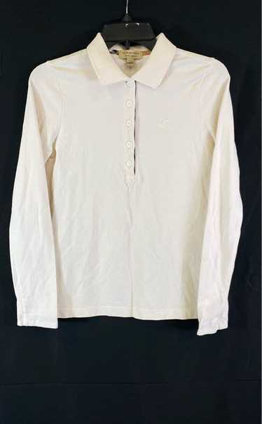 Burberry White Long Sleeve Polo - Size Small
