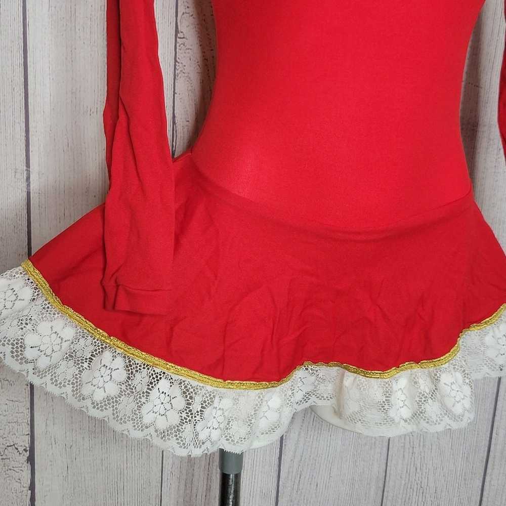 Vintage Red & White Stretchy Skirted Romper/Bodys… - image 2