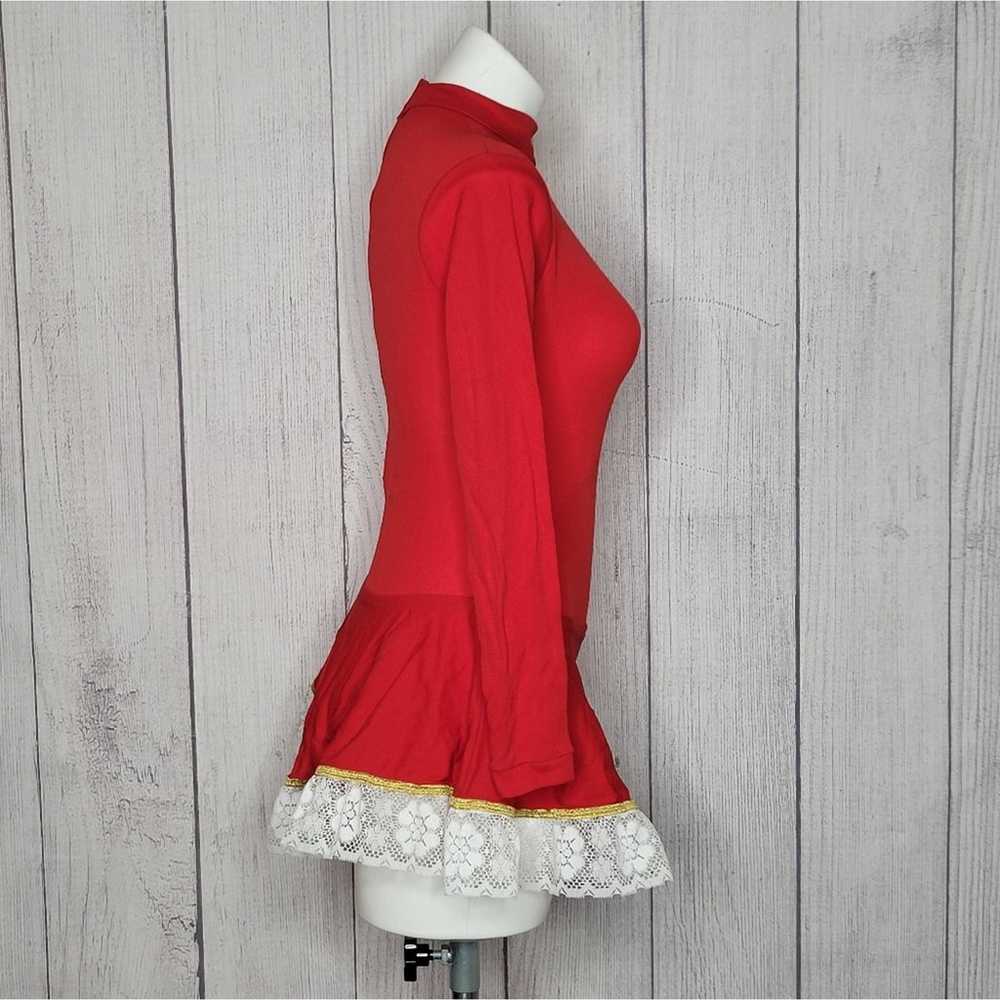 Vintage Red & White Stretchy Skirted Romper/Bodys… - image 4