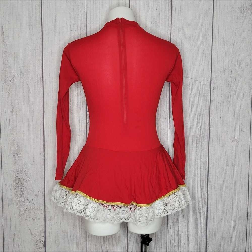 Vintage Red & White Stretchy Skirted Romper/Bodys… - image 6