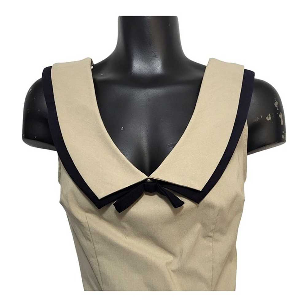 STOP STARING 30s Bombshell Dress Khaki & Navy Ret… - image 2