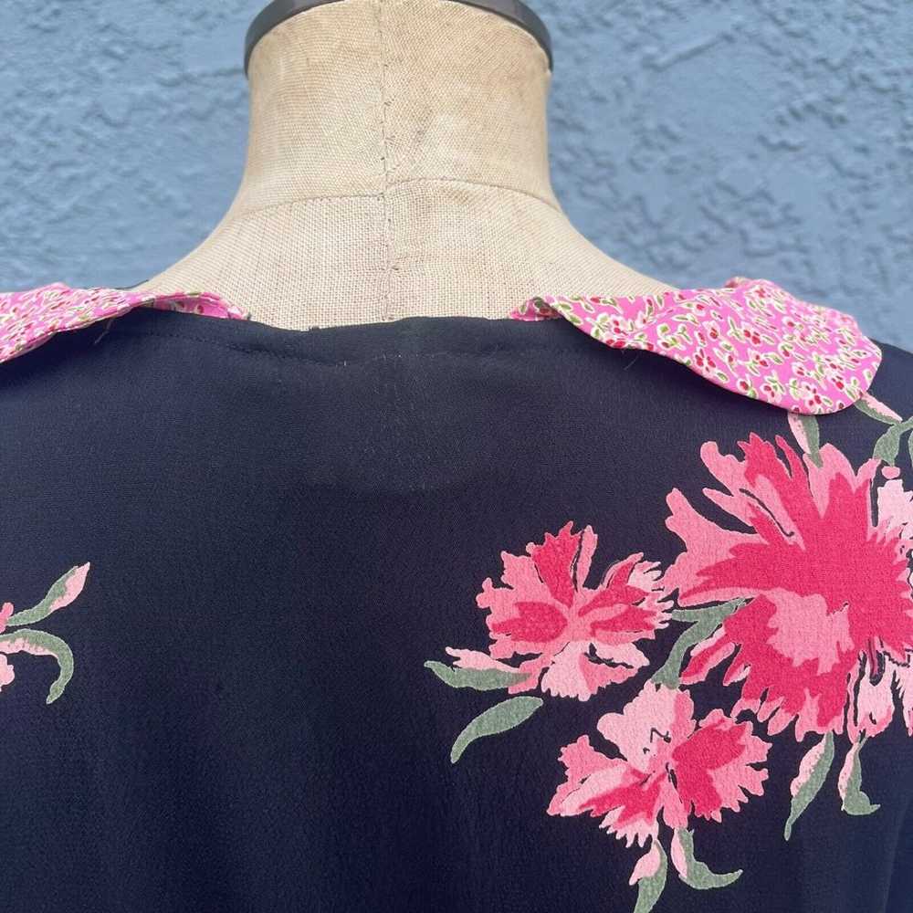 Vintage Maxi 90s Y2K Floral Black Ruffle Dress Co… - image 11