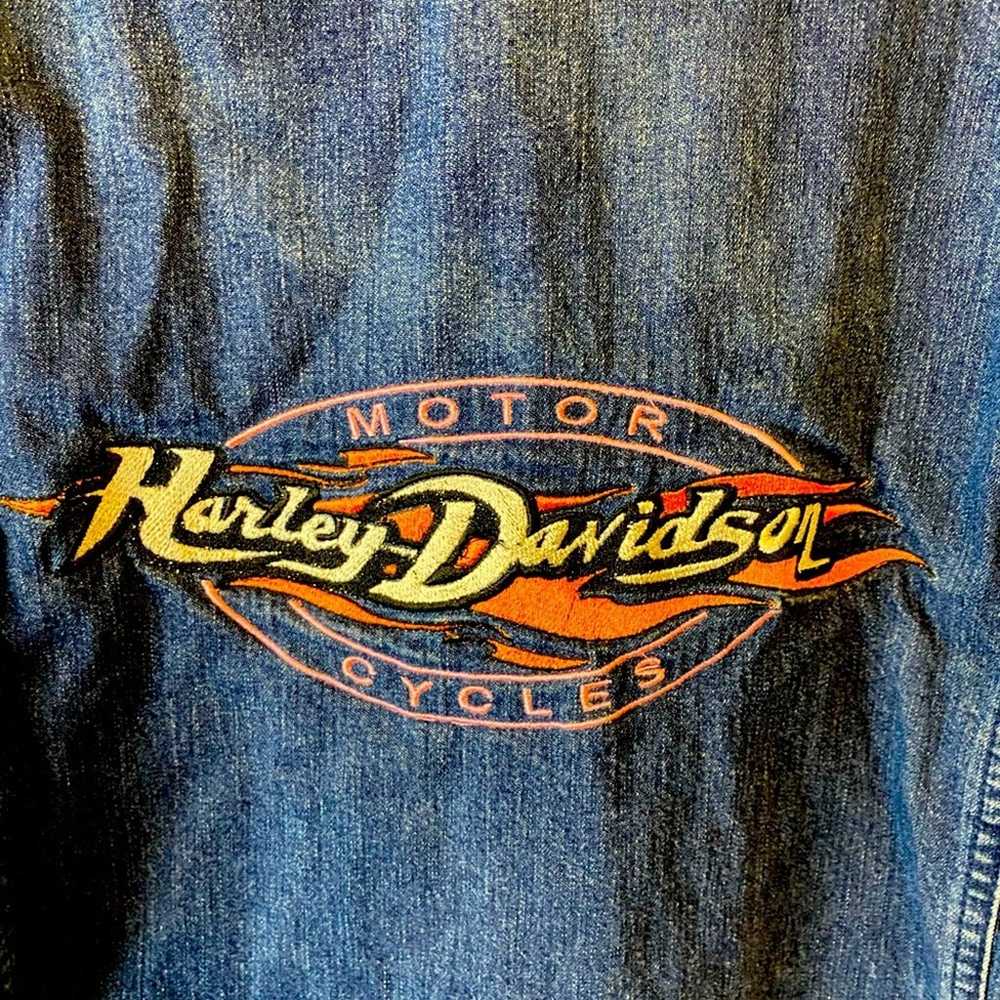 Eddie Bauer Jean Jacket Womens Harley Davidson De… - image 6