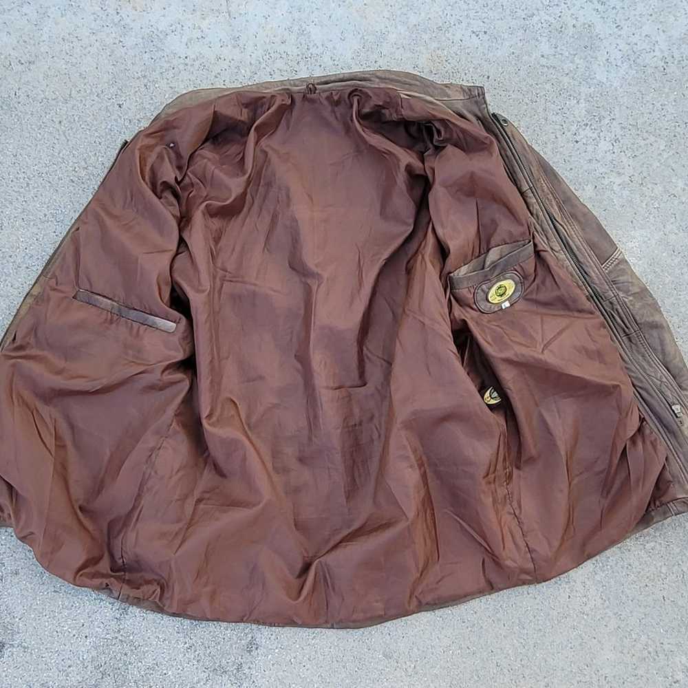 Vtg Leather Parka Jacket - image 5