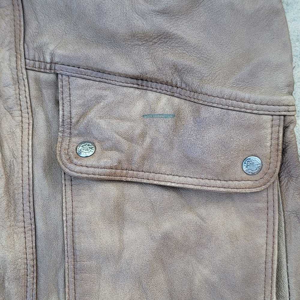Vtg Leather Parka Jacket - image 9