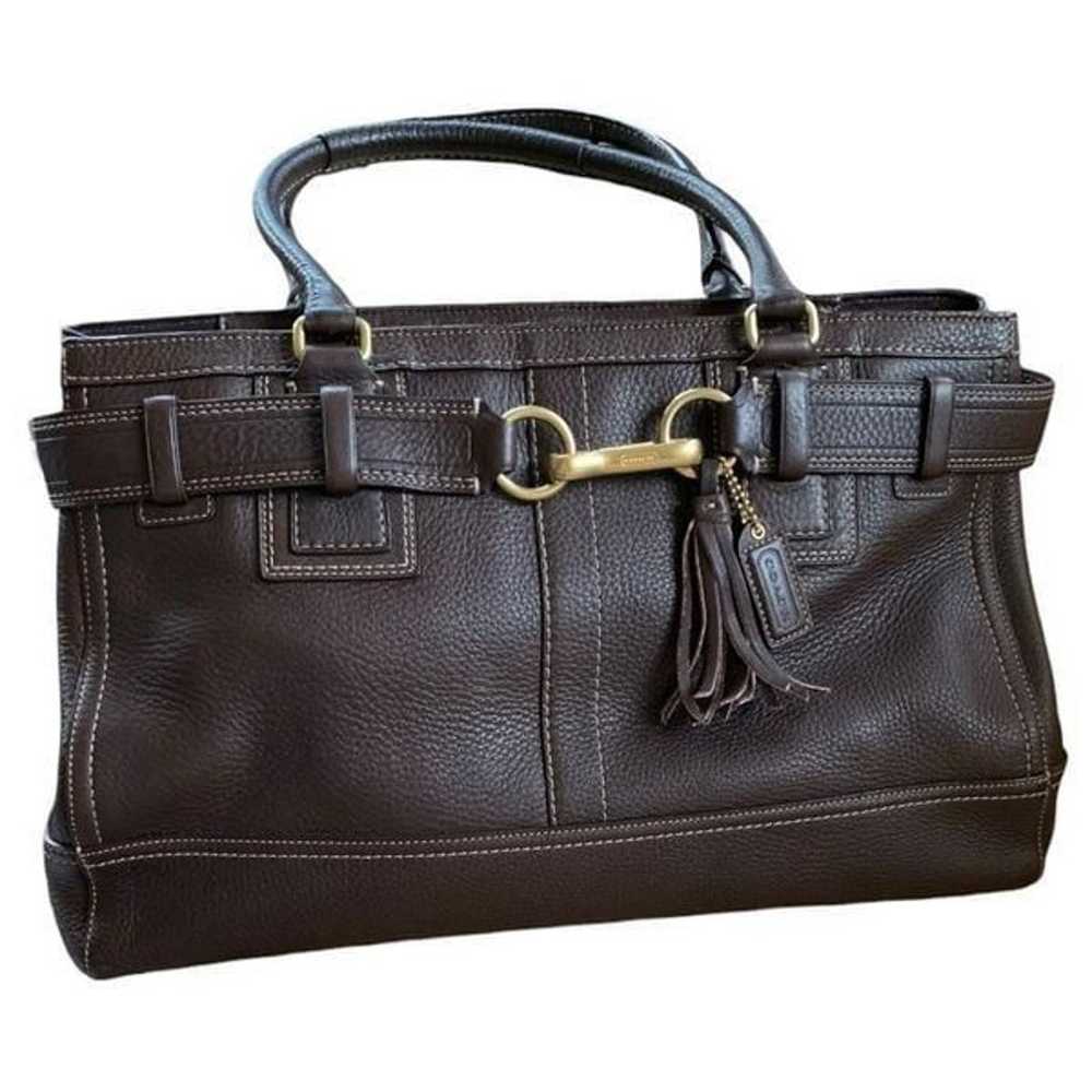 Coach Hampton XL Brown Leather Carryall Bag - image 3