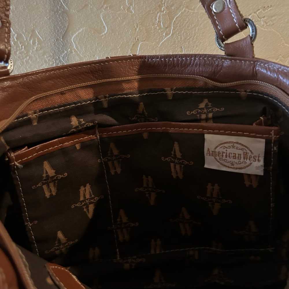 American West Tooled Leather Shoulder Bag - image 4