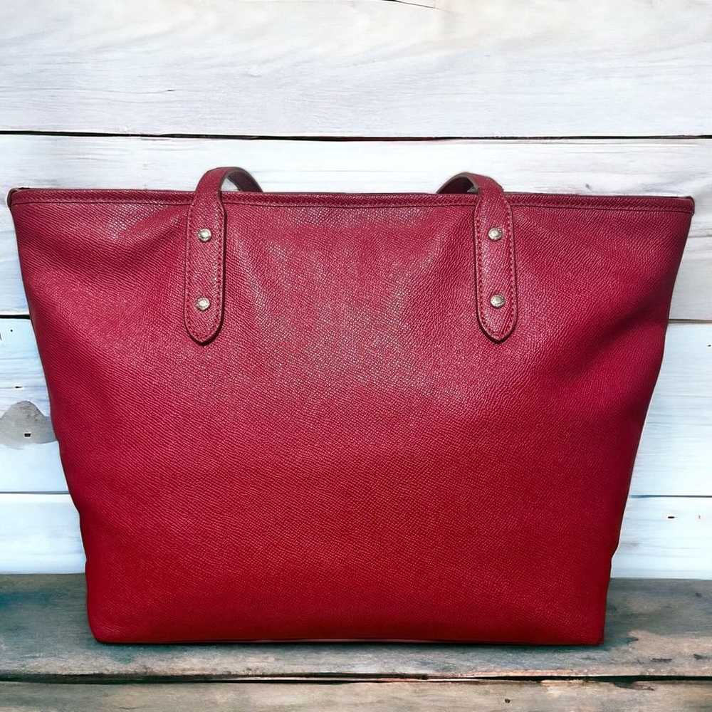 Coach Crossgrain Leather City Tote Cherry Red Sho… - image 2