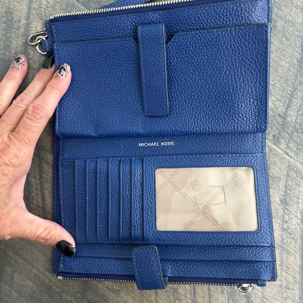 Michael Kors blue Rhea back pack purse leather & … - image 3