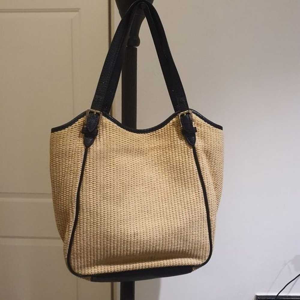 TORY BURCH Basket Woven Slouchy Tote Poppy Coral … - image 3