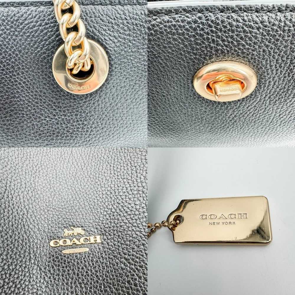 Coach Tote Purse Leather 57107 Turnlock Chain Bag… - image 12