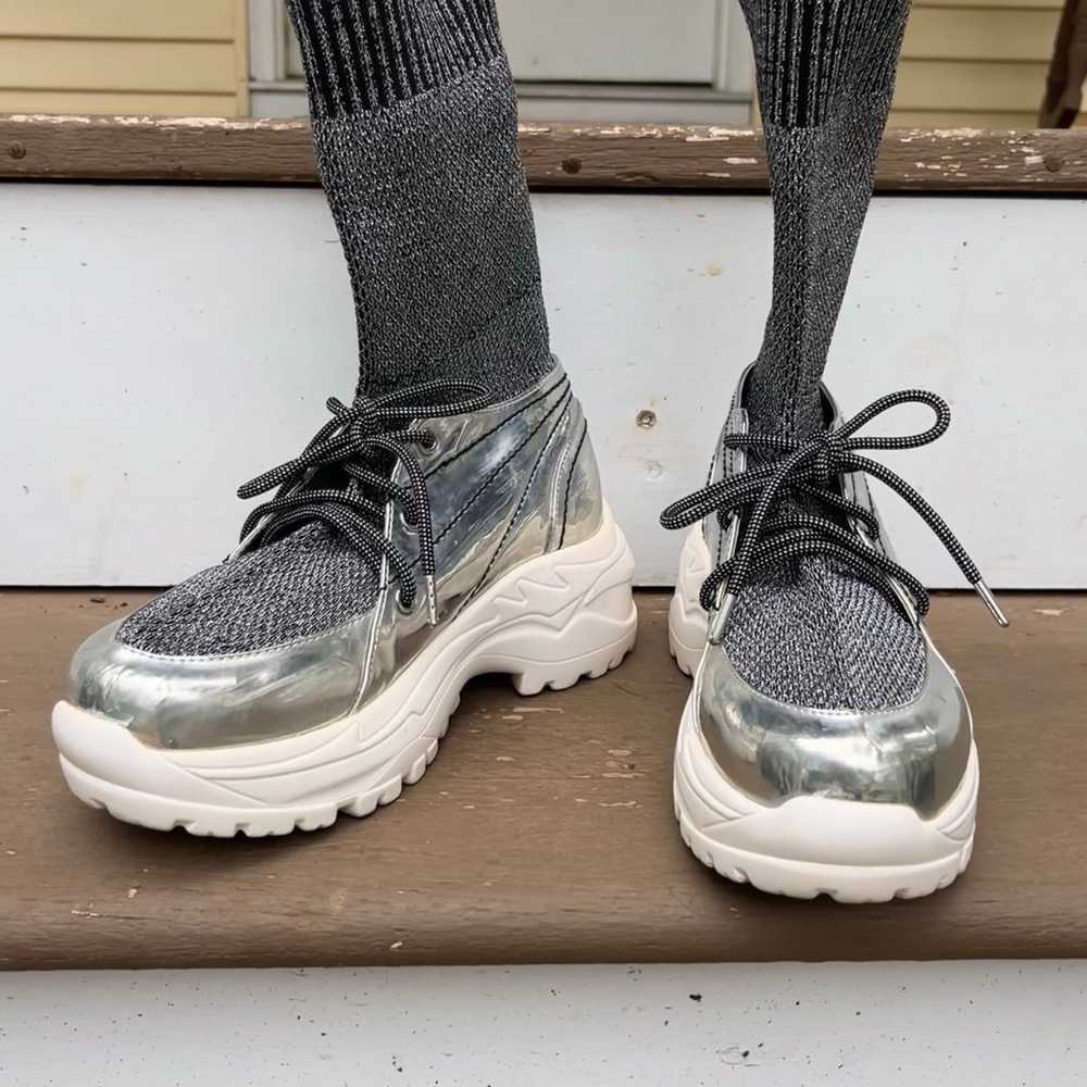 Esq RARE discontinued platform metallic sock snea… - image 7