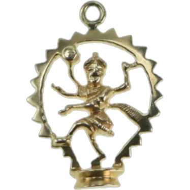 14K Maa Durga Hindu Goddess 3D Charm/Pendant Yello