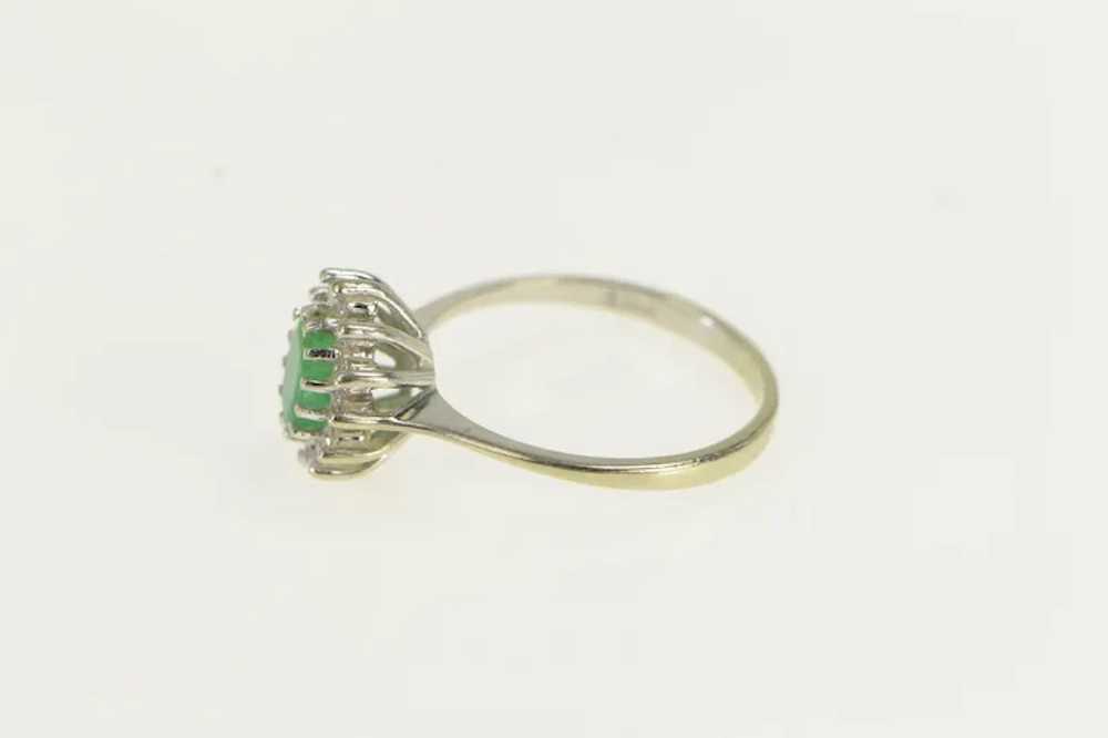 14K Oval Emerald Diamond Halo Engagement Ring Siz… - image 2