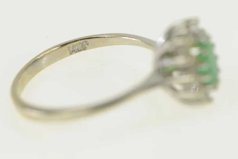 14K Oval Emerald Diamond Halo Engagement Ring Siz… - image 3