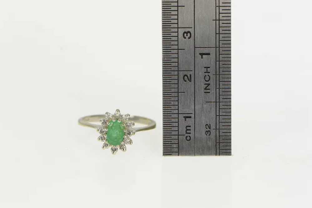 14K Oval Emerald Diamond Halo Engagement Ring Siz… - image 4