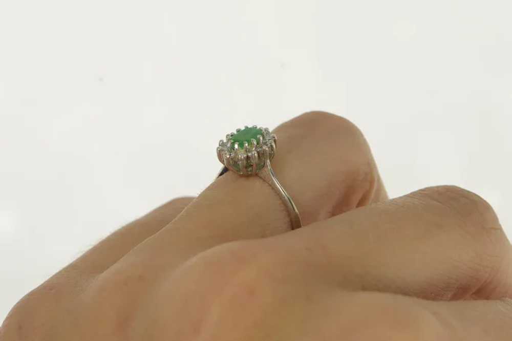 14K Oval Emerald Diamond Halo Engagement Ring Siz… - image 6