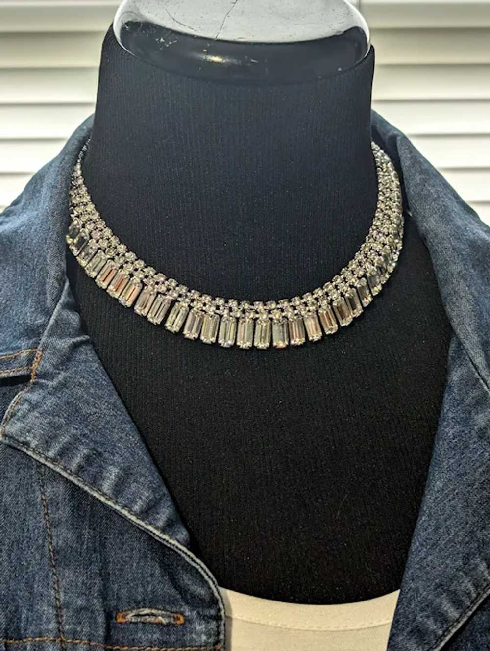 Rhinestone Baguette Crystal Choker Necklace - image 2