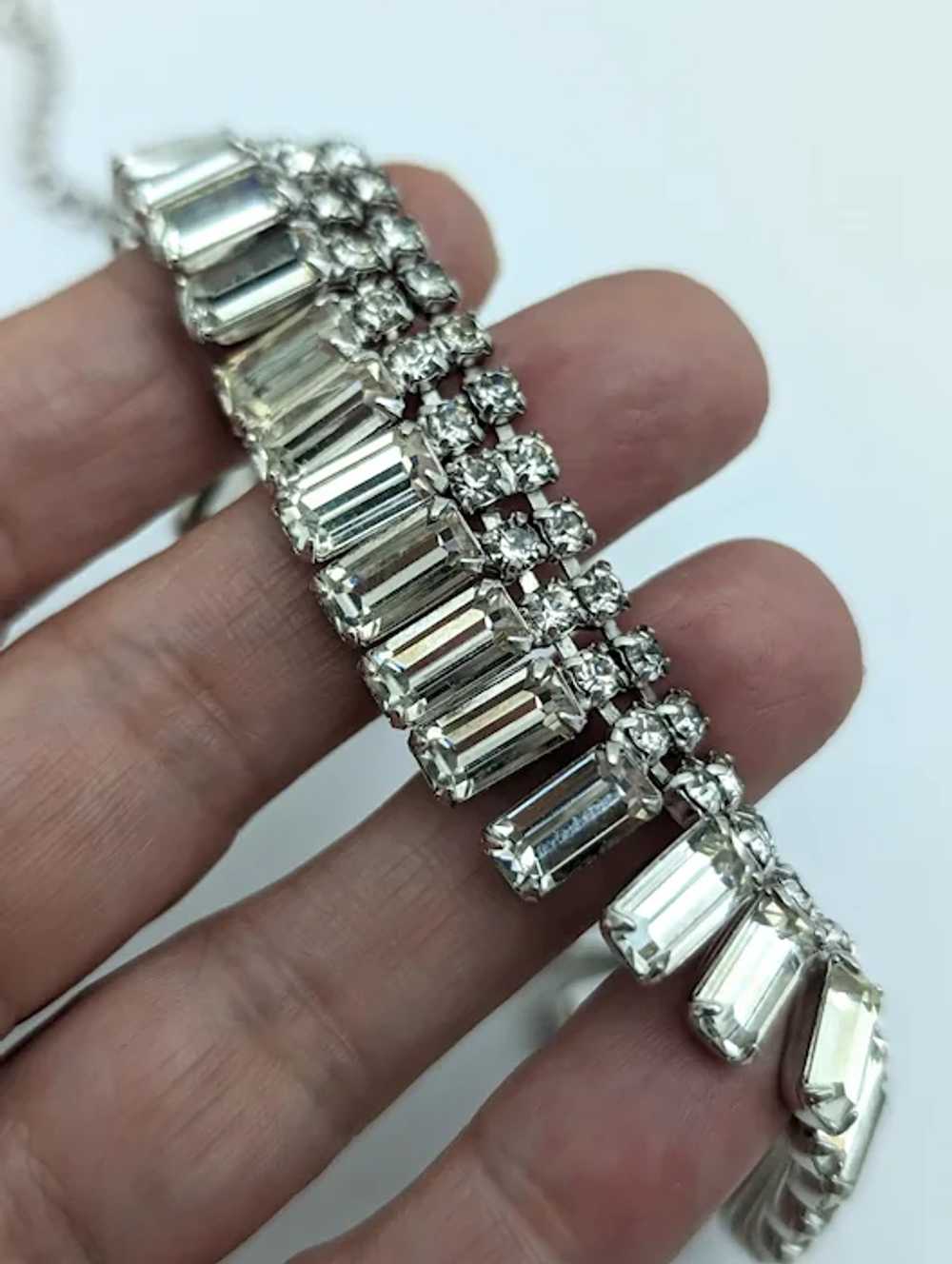 Rhinestone Baguette Crystal Choker Necklace - image 3