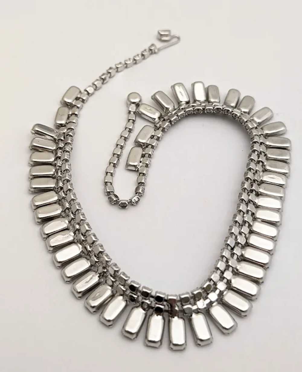 Rhinestone Baguette Crystal Choker Necklace - image 4